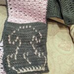 Beagle 'Deep Pockets' Crochet Hooded Scarf - Pink& Grey